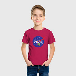 Футболка хлопковая детская Pepe Pepe space Nasa, цвет: маджента — фото 2