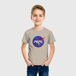 Футболка хлопковая детская Pepe Pepe space Nasa, цвет: миндальный — фото 2