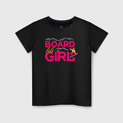 Футболка хлопковая детская BOARD LIKE A GIRL, цвет: черный