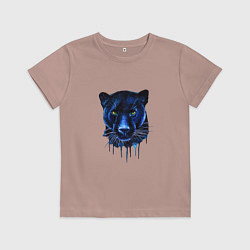 Футболка хлопковая детская Голова пантеры потекшая краска, цвет: пыльно-розовый