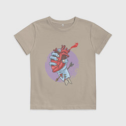 Футболка хлопковая детская Zombie Heart, цвет: миндальный