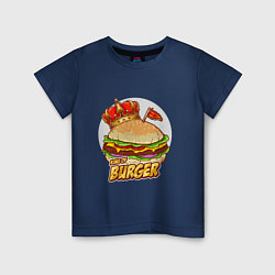 Футболка хлопковая детская Королевский бургер, цвет: тёмно-синий