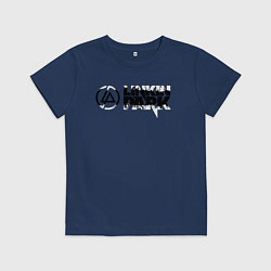 Футболка хлопковая детская Линкин Парк Лого ЧБ Рок Linkin Park, цвет: тёмно-синий