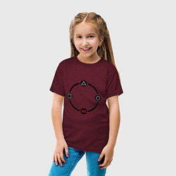 Футболка хлопковая детская Squid Game Circle, цвет: меланж-бордовый — фото 2