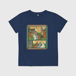 Футболка хлопковая детская Рыбов продаёте Красивое мем в средневековом стиле, цвет: тёмно-синий