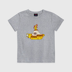 Футболка хлопковая детская The Beatles Yellow Submarine в дудл стиле, цвет: меланж