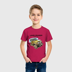 Футболка хлопковая детская Toyota Land Cruiser FJ 40 4X4, цвет: маджента — фото 2