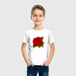 Футболка хлопковая детская Красная роза Рисунок, цвет: белый — фото 2