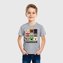 Футболка хлопковая детская МИР МАЙНКРАФТА, КУБИКИ, цвет: меланж — фото 2