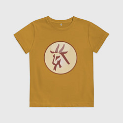 Футболка хлопковая детская Козерог бежевый, цвет: горчичный