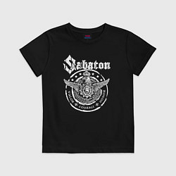 Футболка хлопковая детская Белый логотип Sabaton, цвет: черный