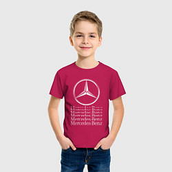 Футболка хлопковая детская MERCEDES-BENZ МЕРСЕДЕС-БЕНЗ LOGO, цвет: маджента — фото 2