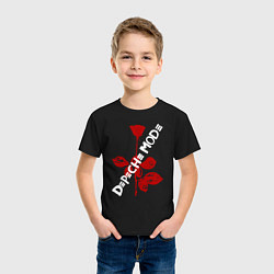 Футболка хлопковая детская Depeche Mode красная роза, цвет: черный — фото 2