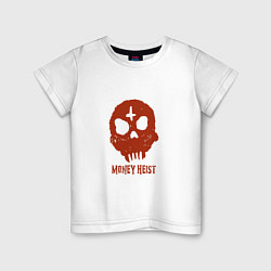 Футболка хлопковая детская Money Heist Skull, цвет: белый