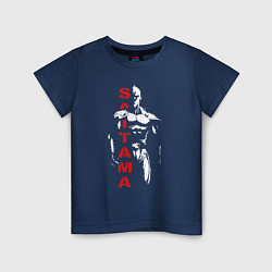 Футболка хлопковая детская Мощный Сайтама One Punch-Man, цвет: тёмно-синий