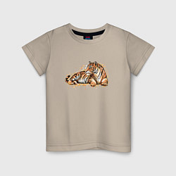 Детская футболка Тигр лежит