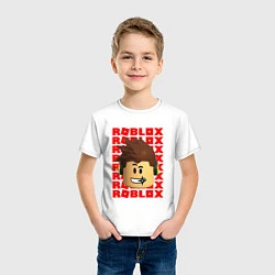 Футболка хлопковая детская ROBLOX RED LOGO LEGO FACE, цвет: белый — фото 2