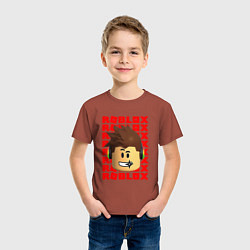 Футболка хлопковая детская ROBLOX RED LOGO LEGO FACE, цвет: кирпичный — фото 2