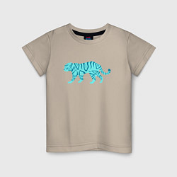 Футболка хлопковая детская Водяной тигр 2022, цвет: миндальный