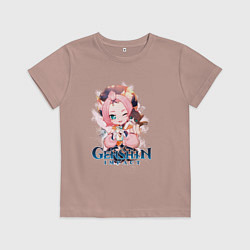 Футболка хлопковая детская Диона Diona Genshin Impact, цвет: пыльно-розовый