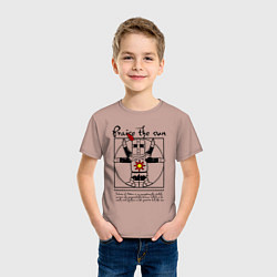 Футболка хлопковая детская Dark Souls - Praise the Sun!, цвет: пыльно-розовый — фото 2