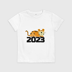 Футболка хлопковая детская Тигричек, цвет: белый