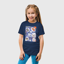 Футболка хлопковая детская Котики в космосе Наташ, цвет: тёмно-синий — фото 2