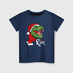 Футболка хлопковая детская T-rex Merry Roar, цвет: тёмно-синий