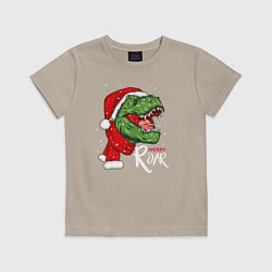 Футболка хлопковая детская T-rex Merry Roar, цвет: миндальный