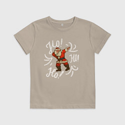 Футболка хлопковая детская Santa Ho Ho Ho, цвет: миндальный