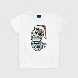 Футболка хлопковая детская X-mas Owl, цвет: белый