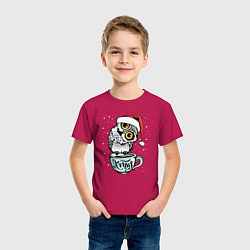 Футболка хлопковая детская X-mas Owl, цвет: маджента — фото 2