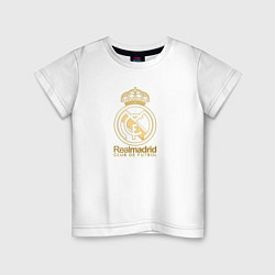 Футболка хлопковая детская Real Madrid gold logo, цвет: белый