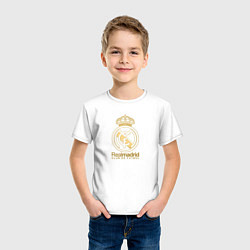Футболка хлопковая детская Real Madrid gold logo, цвет: белый — фото 2