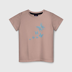 Футболка хлопковая детская Неоновые бабочки Cotton Theme, цвет: пыльно-розовый