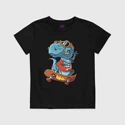 Футболка хлопковая детская The dinosaur Skater, цвет: черный