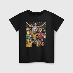 Футболка хлопковая детская Легенды НБА, цвет: черный