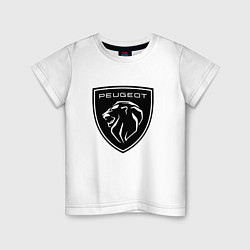 Футболка хлопковая детская Peugeot, Пежо новый логотип, цвет: белый