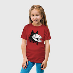 Футболка хлопковая детская Fashionable avant-garde wolf, цвет: красный — фото 2