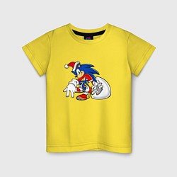 Футболка хлопковая детская Santa Claus Sonic the Hedgehog, цвет: желтый
