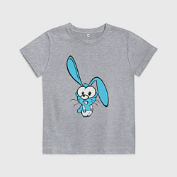 Футболка хлопковая детская Заяц пучеглазый голубенький, цвет: меланж