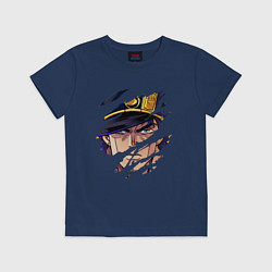 Футболка хлопковая детская JOJOS BIZARRE ADVENTURE, ГЛАВНЫЙ ГЕРОЙ, цвет: тёмно-синий