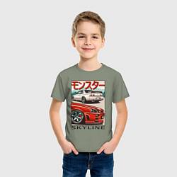 Футболка хлопковая детская Nissan Skyline Ниссан Скайлайн, цвет: авокадо — фото 2