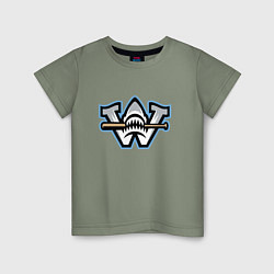 Футболка хлопковая детская Wilmington sharks - baseball team, цвет: авокадо