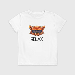 Футболка хлопковая детская Лиc relax, цвет: белый