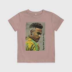 Футболка хлопковая детская Neymar Junior - Brazil national team, цвет: пыльно-розовый