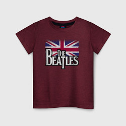 Футболка хлопковая детская The Beatles Great Britain Битлз, цвет: меланж-бордовый