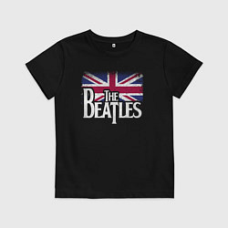 Футболка хлопковая детская The Beatles Great Britain Битлз, цвет: черный
