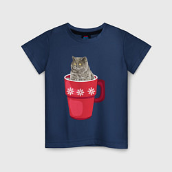 Детская футболка Удивленный кот в кружке