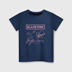 Футболка хлопковая детская BLACKPINK АВТОГРАФЫ БЛЭКПИНК, цвет: тёмно-синий